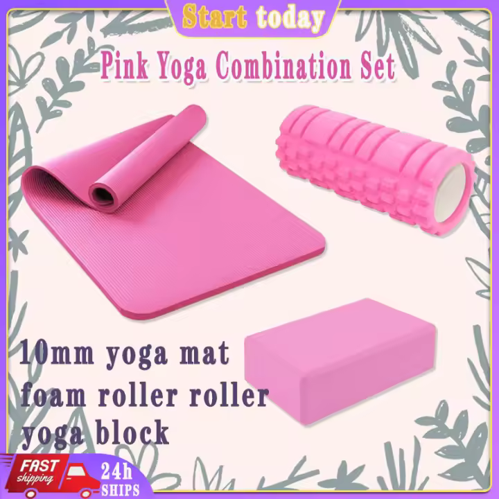Estera de yoga, rodillo de espuma de 10mm, rodillo de masaje, bloque de yoga, juego para perder peso - 1