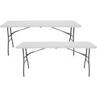 Mesa Plegable Portátil Rectangular de 180cm Multiusos para Acampar, Eventos al Aire Libre o Interiores Mesa de Resina y Patas de Acero 4-6 Personas - details 0