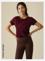 Camisetas Deportivas Mujer MOVING PEACH Camiseta de Yoga Top Dri-fit T-shirts Gym Top Front Wrap Detalle Transpirable ETM Material Exterior 47% Viscosa 47% Algodón 6% Spandex - details 5