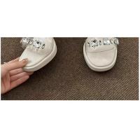 Tacones altos desgaste exterior de las mujeres 2025 verano nuevo francés tacón grueso diamantes de imitación sandalias de cristal transparente zapatillas de mujer zapatos de mujer - details 30