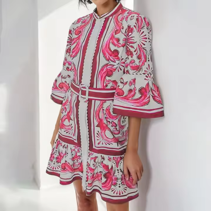 Vestido largo medio informal holgado con estampado de temperamento para mujer, nueva moda de primavera - 1