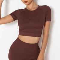 Hamidou-camisetas deportivas de Yoga para mujer, Tops sexys sin costuras para gimnasio, camiseta para correr, camisetas de Fitness - details 18