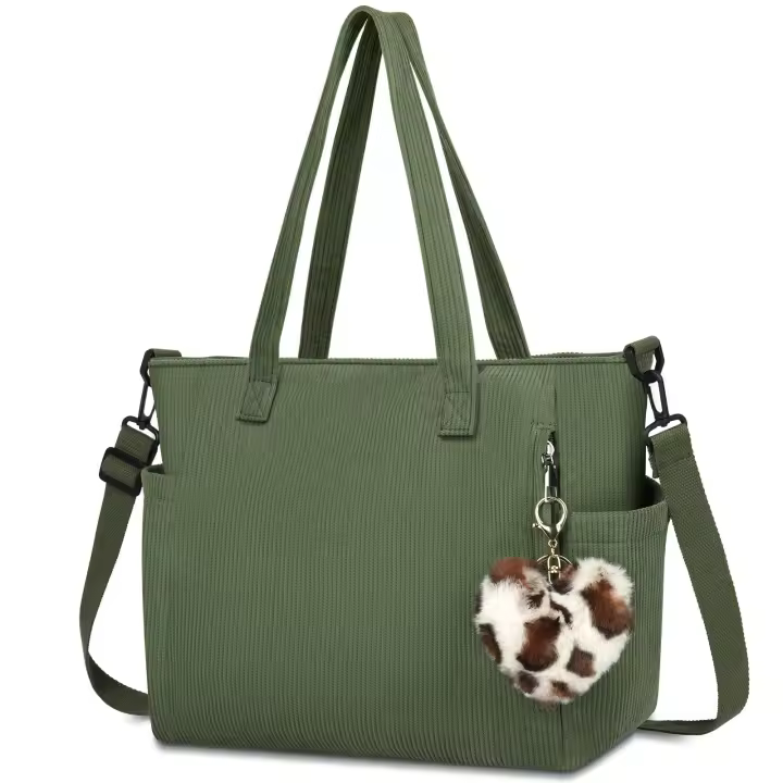 Bolso de Mano Grande con Asa Bolso de Compras para Mujer con Crema Verde - 1