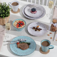 Vancasso-Juego de vajilla de gres con plato de cena, plato de postre, tazón, taza, servicio para 4 personas, VINE 16 - details 4