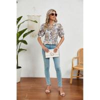 Camiseta holgada con estampado vintage para mujer, ropa de manga corta de estilo coreano a la moda, Top informal con cuello en V para mujer - details 13