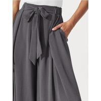 Mujeres lisas elegantes y con estilo, pantalones sueltos cómodos, pantalones de pierna ancha con cordón de cintura alta para verano - details 11