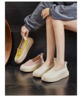 Suela de espuma de cuero pequeños zapatos blancos nueva plataforma de un pedal solo zapatos de las mujeres retro versátil mocasines - details 0