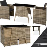 Conjunto de Exteriores de Aluminio Resistente a la Intemperie 2 Sillas con Almohadillas, Mesa de Cristal, Apilable, Fundas Extraíbles - details 0