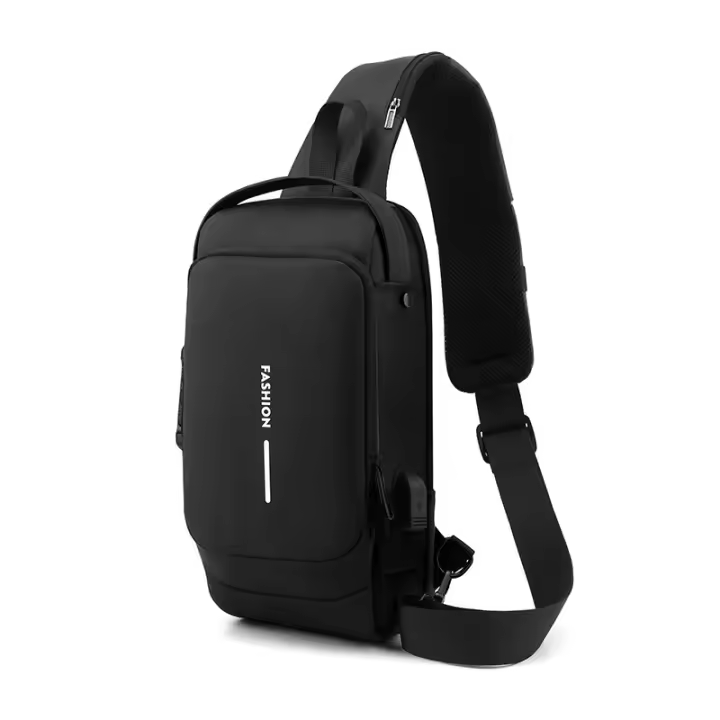 Bolso bandolera informal con diseño de letras y cremallera para hombre, con correa ajustable para el hombro, bolso de pecho de tela multifuncional para uso diario, bolso duradero de alta calidad, regalos para parejas, bolso de vacaciones - 1