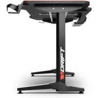 Mesa Gaming con Tablero con Acabado en Fibra de Carbono Cubierto por una Alfombrilla Full Size, Soporte para Tazas y Auriculares, Patas Regulables, Color Negro - details 12