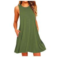Vestido Casual De Verano Para Mujer Vestido De Playa Sin Mangas Con Bolsillos A-Line Hasta La Rodilla Vestido Suelto Para Fiesta - details 2