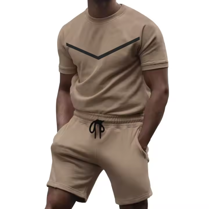 2025 verano tendencia independiente cuello redondo manga corta misma juventud ocio deportes impresión traje de los hombres. - 1