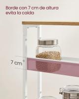 Carro de 4 Niveles, Carro Estrecho de Cocina con Ruedas, con Asa, para Espacio Reducido, 22 x 45,4 x 77 cm, para Cocina, Baño, Salón, Estudio, Marrón Rústico y Negro LRC033B01 - details 27