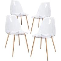 Sillas de Comedor Ergonómicas Nórdicas Paquete de 4, Elegante Diseño Transparente, Acrílico, Versátil para Cocina - details 3