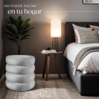 Taburete Almacenaje Bouclé, Carga: 120 kg, MDF, Puff Almacenaje, Taburete Dormitorio, Reposapies Puff, Zapatero Entrada Recibidor, Asiento Acolchado, Ideal Salón Hogar - 42 x 47 cm Crema - details 70