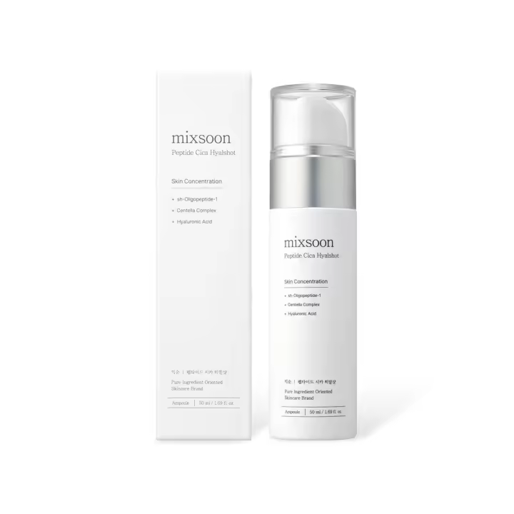 Mixsoon Peptide Cica Hyal-Shot Ácido hialurónico EGF y adenosina Suero hidratante coreano para el cuidado de la piel 1.69 fl.oz/50ml - 1
