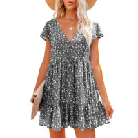 Vestido de ocio para mujer con diseño de botones estampados de flores, adecuado para mujeres y niñas adolescentes - details 3