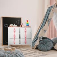 Cómoda Infantil, 6 Cajones de Tela, Cajonera Habitación Juguetes, Niños, 61,5 x 68 x 40,5 cm, Blanco y Rosa, Poliéster - details 5