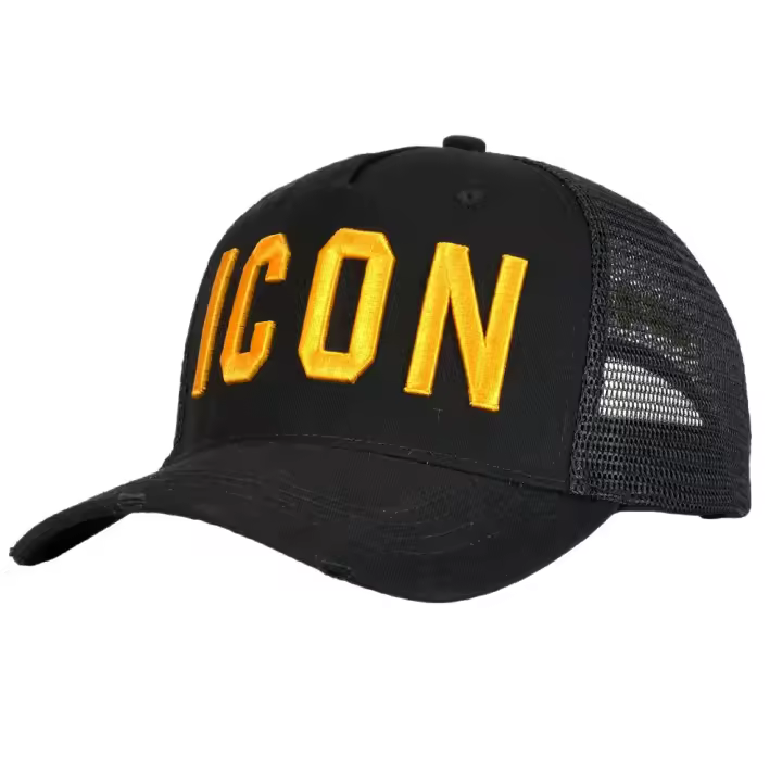 Gorra de béisbol de hip hop para hombre y mujer, sombrero con icono bordado negro, de algodón, DSQ, para verano - 1