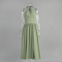 Vestido largo de algodón puro Europa, América 2025 primavera y verano cintura cuello en V con tirantes vestido largo amplio vestido de mujer - details 5