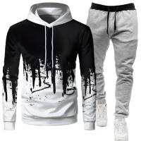 Sudaderas con capucha y pantalones de cintura elástica para hombre, conjuntos de dos piezas informales para exteriores, trajes deportivos de moda para hombre, Otoño e Invierno - details 2