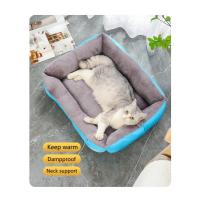 Cama cálida cuadrada para perro y gato, nido suave a prueba de humedad, elástico, con función de almohada para el cuello - details 2