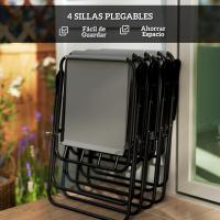 Conjunto de Mesa y Sillas de Jardín al Aire Libre de 6 Piezas Muebles de Jardín con 4 Sillas Plegables Mesa de Vidrio y Parasol para Patio Terraza Gris - details 3