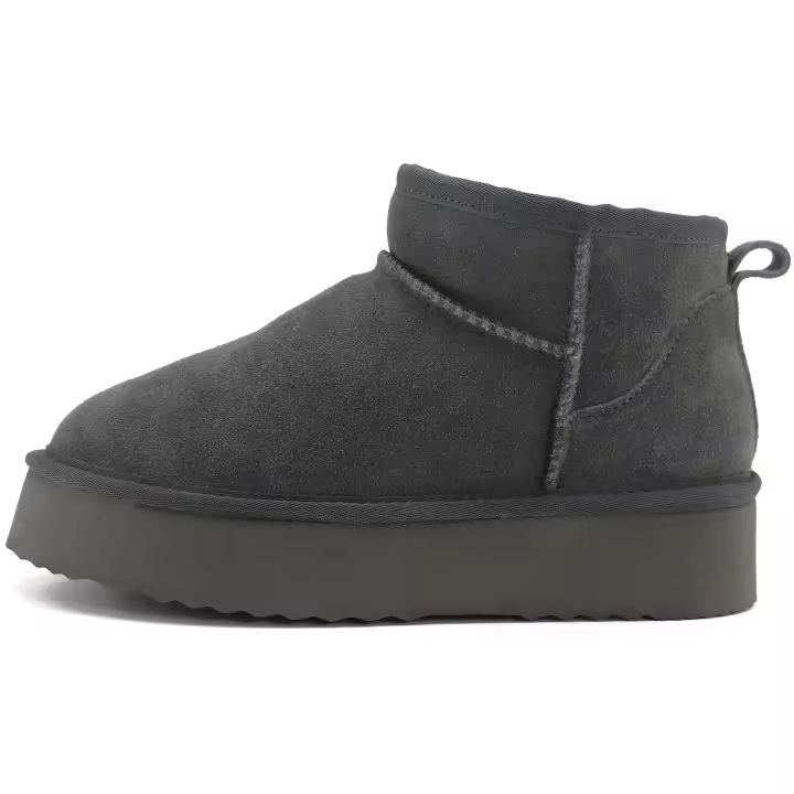 Australia Ultra Mini Botas de nieve con plataforma para mujer Cuero de gamuza de vaca Botas de tobillo casuales cálidas de invierno - 1