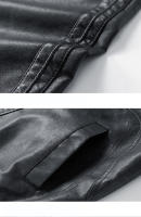 Abrigo a prueba de viento con solapa Retro a la moda para hombre, nueva chaqueta de cuero sólido holgada sencilla, Tops informales cómodos y versátiles para otoño e invierno - details 8