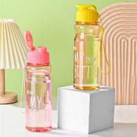 Botella de agua deportiva de gran capacidad, botella de agua portátil multicolor transparente, vaso de plástico para viaje al aire libre, 650ML - details 2