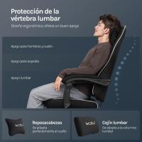 Silla de Oficina de Metal con Respaldar y Soporte Lumbar Asiento Amplio y Lleno de Cojín, Diseño de Malla Gris, GS11gr - details 30