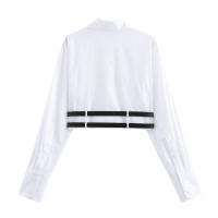 Camiseta corta de popelina con doble cinturón para mujer Top de estilo dulce y picante - details 1