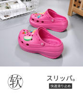 Zapatos perforados de suela gruesa para mujer, zapatos de jardín huecos transpirables, sandalias luminosas DIY para vadear el agua de verano - details 14