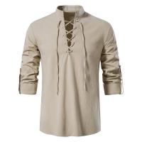 Nueva blusa informal para hombre, Tops de lino y algodón, camiseta de manga larga, camisas de Yoga Vintage con tapeta inclinada para primavera y otoño - details 14