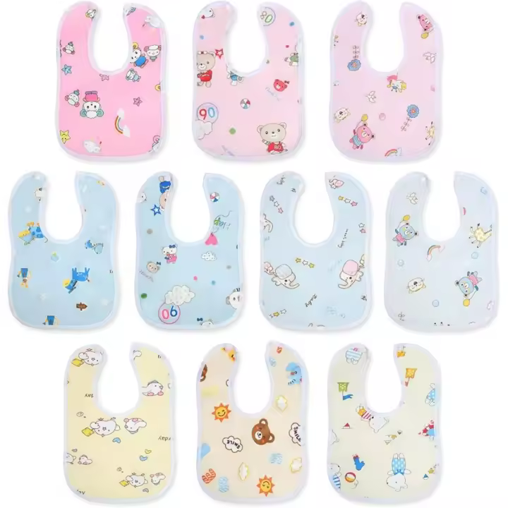 Baberos De Bebé, 10Pcs Baberos Impermeable EVA Para Bebé Ajuste Para Recién Nacidos Y Niños Pequeños Unisex De 0 A 36 Meses - 1