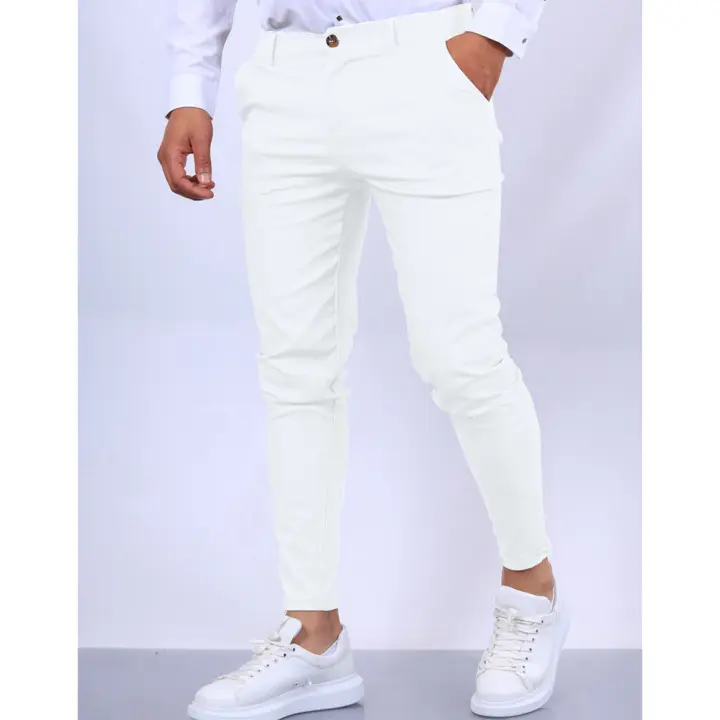 Nuevos pantalones formales informales con textura de Color sólido para hombre, pantalones ajustados cónicos populares para las cuatro estaciones - 1