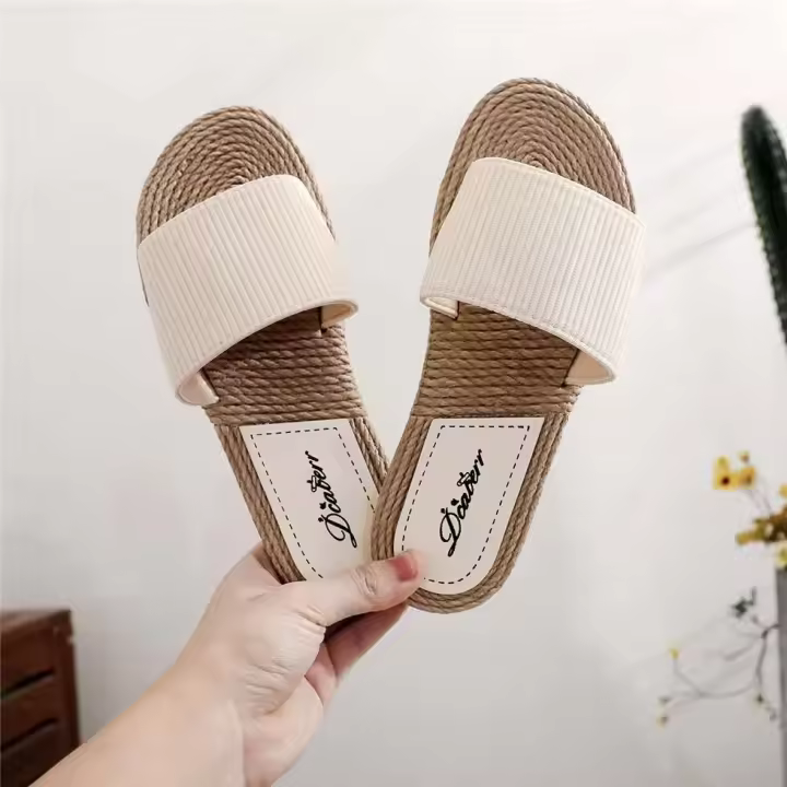 Sandalias de mujer informales con chanclas de cuerda de cáñamo, prendas de vestir, estilo étnico, novedad de verano - 1