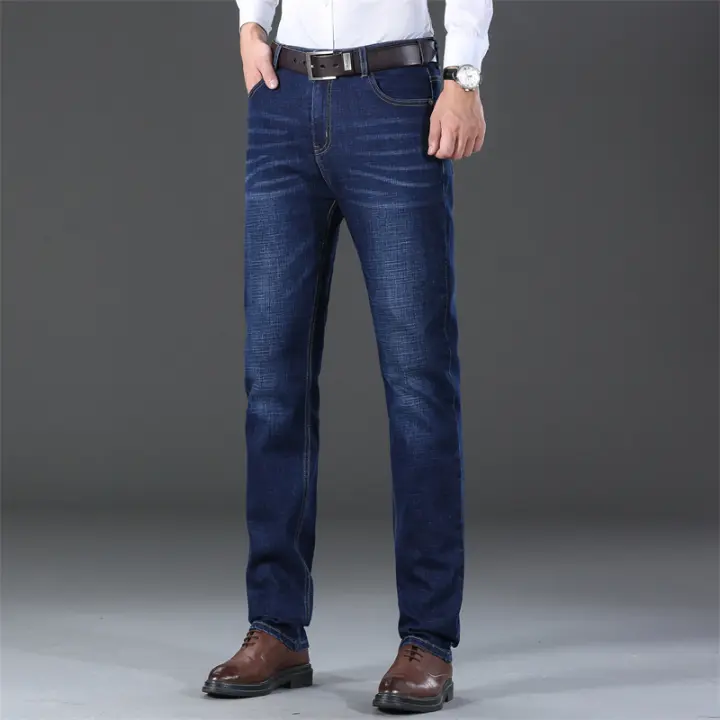 Jeans Casuales de Negocios para Hombres en Primavera y Otoño Pantalones Rectos de Alta Calidad con Elástico Ligero - 1
