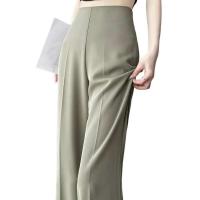 Pantalones de pierna ancha para mujer, pantalón negro de cintura alta de estilo coreano, pantalones de traje grises holgados a la moda para oficina, ropa de calle - details 25