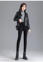 Pantalones vaqueros térmicos de lana gruesa para mujer, Vaqueros ajustados cálidos de cintura alta, pantalones pitillo con botones elásticos, pantalones vaqueros informales de terciopelo para mamá - details 25