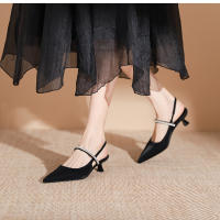 Zapatos clásicos y versátiles de una sola pieza con tacón de aguja negro estilo francés - details 10