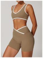 Sujetador deportivo con correa ancha para el hombro, sujetador de Yoga de una pieza resistente a los golpes, Top de Fitness al aire libre para mujer - details 7