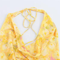 Mono de Malla de Seda con Estampado Americano para Mujer Traje Sexy Ajustado con Cuello en V y Cuello Colgante Novedad de Verano - details 3