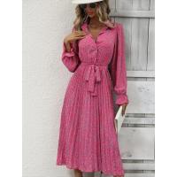 Floral para mujer, elegante vestido bonito de manga larga con cordones en la solapa, 2025 - details 4
