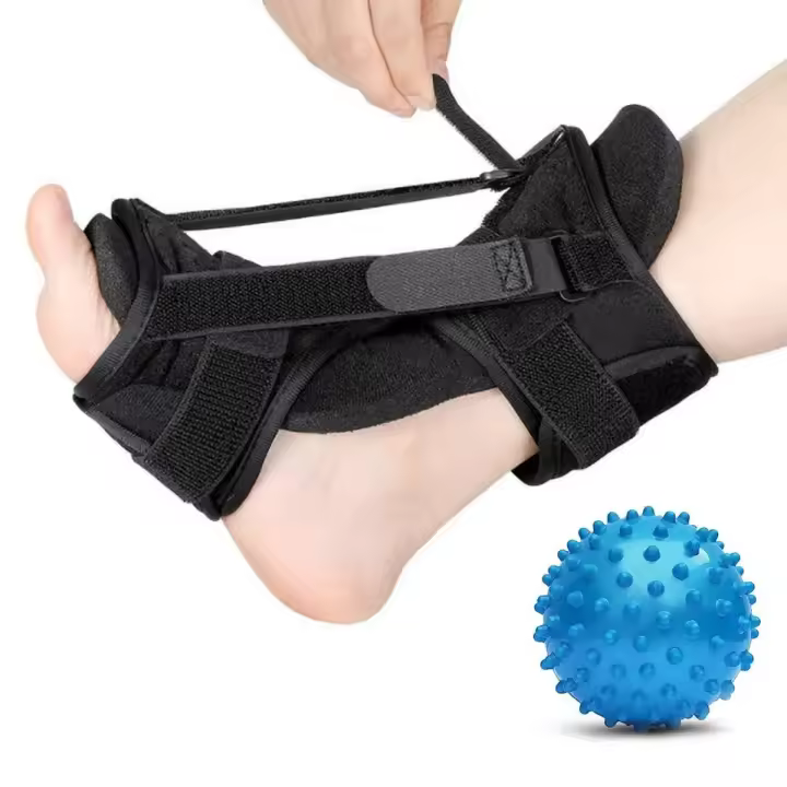 Juego de férula plantar de 1/2 noche, férula para fascitis plantar, aparato ortopédico ajustable para alivio - 1