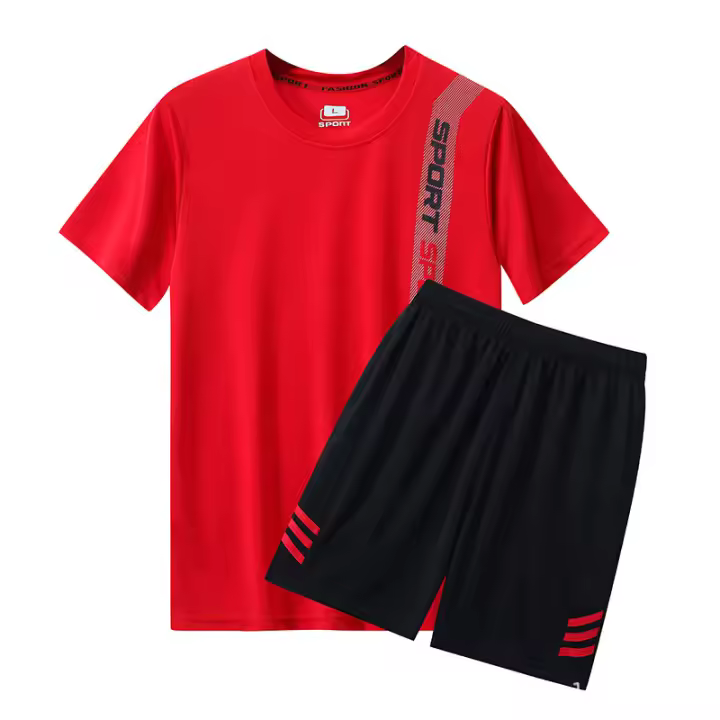 Conjunto de Camiseta Deportiva de Verano de Secado Rápido Cuello Redondo Material de Poliéster - 1