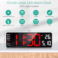 ORIA Reloj de Pared Digital, 13'' Reloj de Pared LED, Reloj de Mesa LED con Control Remoto, Pantalla de Fecha/Hora/Temperatura, Atenuador de Brillo, Temporizador, 2 Alarmas - details 1
