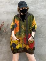Masss-suéteres con capucha para mujer, ropa de moda de invierno, holgados cárdigans con estampado Floral, cálidos e informales de lujo, talla grande, 2024 - details 4