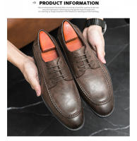 Vestido de negocios para hombres, zapatos de cuero versátiles de moda con cordones casuales bajos negros - details 12