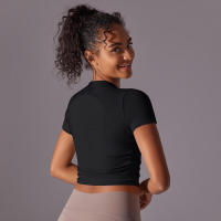 Camisetas deportivas de manga corta para mujer, camisetas deportivas de color sólido para entrenamiento, gimnasio, correr, ropa deportiva - details 14